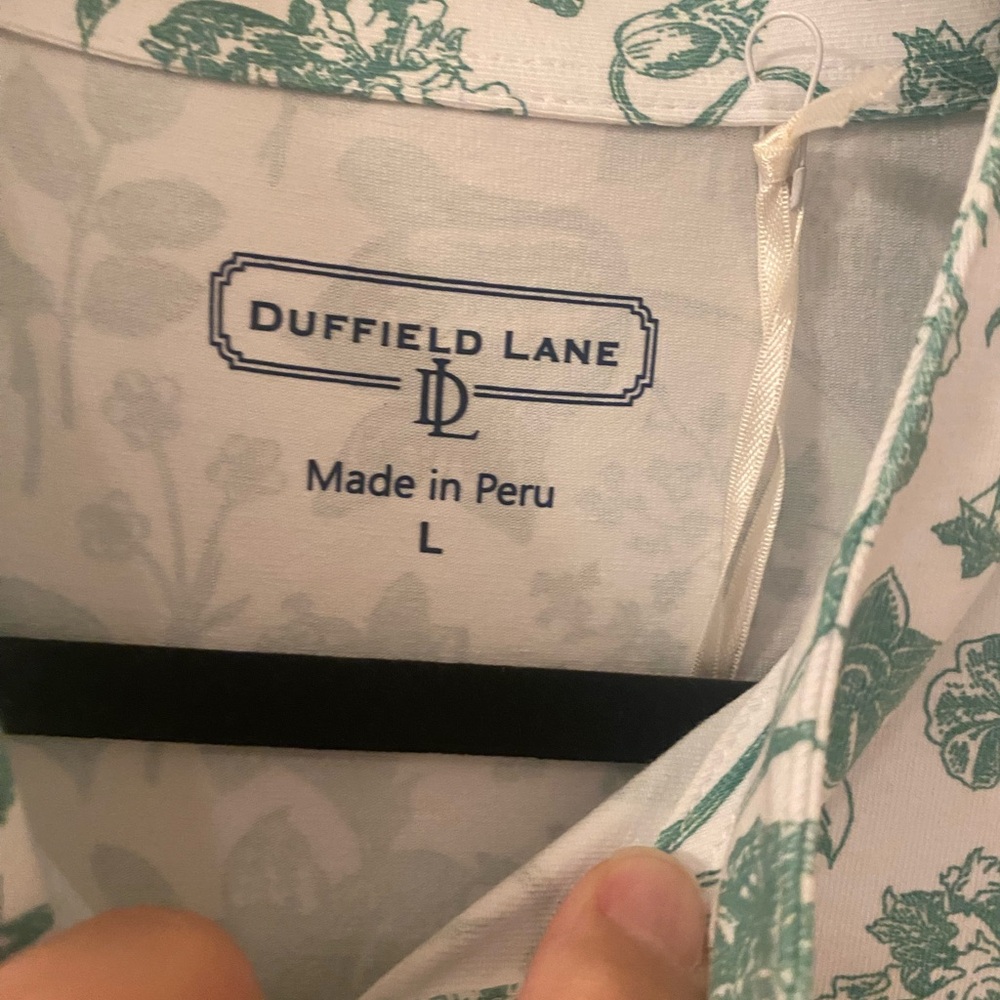 Duffield Lane NWT Large Green Botanical Toile Floral Cotton Blend Dress - Picture 5 of 8